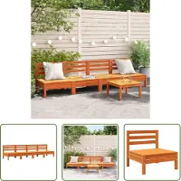 The Living Store Gartensofas ohne Armlehnen 4 Stk. Wachsbraun Massivholz Kiefer
