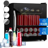 Klarstein Mini Kühlschrank mit Glastür, Mini-Kühlschrank für Zimmer, Getränkekühlschrank Klein mit Verstellbaren Ablagen, Kleiner Kühlschrank 47 Liter, Indoor/Outdoor Kühlschrank Leise
