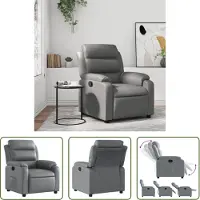 The Living Store Relaxsessel Grau Kunstleder