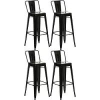 CLP Barhocker 4er Set mit Lehne im Industrial-Look Mason, mit Rückenlehne und Fußablage, Barstuhl mit Rückenlehne und Bodenschoner, Farbe: schwarz