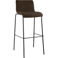 CLP Barhocker mit Lehne Hover, Barstuhl stapelbar mit Stoffbezug, Stapelstuhl Metallgestell bis 150 kg belastbar, Farbe: braun, Gestellfarbe: schwarz