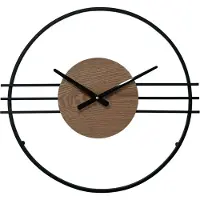 Rebecca Mobili Wanduhr aus Holz und Metall, schwarz und braun, Ø 50 cm