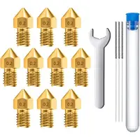 MMOBIEL 10 Extruder für 3D-Druckerdüsen 0.2 mm Messing MK8 für Creality Baureihe Ender