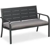 Relaxdays Gartenbank mit Sitzkissen, Holzoptik, HBT: 78 x 118 x 66 cm, 2-Sitzer, stabile Balkonbank, Sitzbank, grau