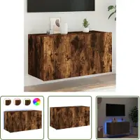 The Living Store TV-Wandschrank mit LED-Leuchten Räuchereiche 80x35x41 cm