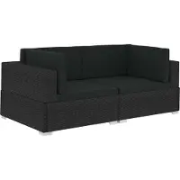 Syfax Ecksofas 2 Stk. mit Auflagen Poly Rattan Schwarz