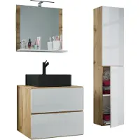 VCM 4-tlg Waschtisch Badmöbel Lendas 60 cm L Schublade