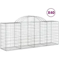 vidaXL Gabionen mit Hochbogen 40 Stk. 200x50x80/100cm Verzinktes Eisen