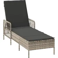 Syfax Sonnenliege Poly-Rattan Hellgrau und Dunkelgrau