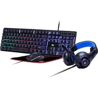 Gembird GGS-UMGL4-02, Kabelgebunden, USB, QWERTY, LED, Schwarz, Maus enthalten