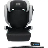 Petex 2-in-1 Auto-Kindersitz mit ISOFIX, i-Size Norm ECE R129 für Kinder von 100-150 cm, höhenverstellbarer Kinderautositz, grau |Basic Plus von