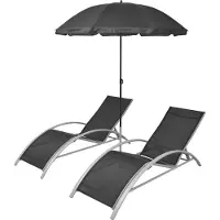Syfax Sonnenliegen mit Schirm Aluminium Schwarz