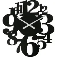 Rebecca Mobili Geschnitzte Wanduhr aus schwarzem Holz 55x50 cm