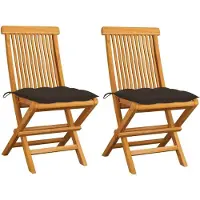 Syfax Gartenstühle mit Taupe Kissen 2 Stk. Massivholz Teak