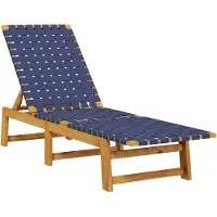 vidaXL Sonnenliege mit Tisch Dunkelblau Massivholz Akazie und Stoff