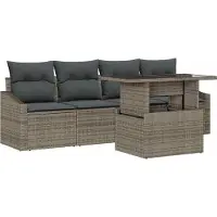 Syfax Gartensofa-set 5 stk. Grau Poly-Rattan