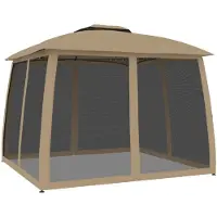 Syfax Pavillon mit Doppeldach & Netzwänden Taupe 2,93x2,93 m Stahl