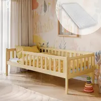 KIDS Collection Kinderbett mit Rausfallschutz, Lattenrost und Matratze, Kinder Bett | sicher & stabil | weitere Größen: 80x180, 90x190, 90x200 cm | 80x160 cm von 3. bis 10. Lebensjahr, Natur