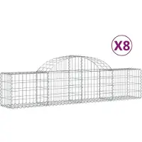 vidaXL Gabionen mit Hochbogen 8 Stk. 200x30x40/60 cm Verzinktes Eisen
