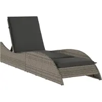 Syfax Sonnenliege mit Auflage Grau 60x205x73 cm Poly Rattan