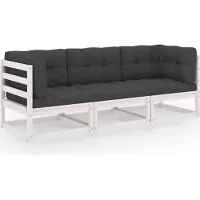 Syfax 3-Sitzer-Gartensofa mit Kissen Kiefer Massivholz