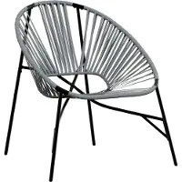 Syfax Gartenstuhl in Ei-Form Schwarz und Hellgrau Poly Rattan