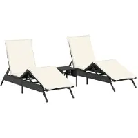Syfax Sonnenliegen 2 Stk. mit Tisch Schwarz Poly Rattan