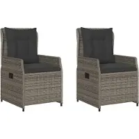 Syfax Gartensessel 2 Stk. Verstellbar Grau Poly Rattan