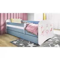 RAUMHIRSCH FURNITURE Kinderbett Jugendbett Kaninchen mit Schmetterlingen 70x140, 80x160, 80x180 cm - Komplettset mit Schublade & Rausfallschutz