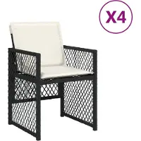Syfax Gartenstühle mit Kissen 4 Stk. Schwarz Poly Rattan
