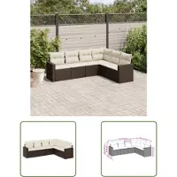 The Living Store 6-tlg. Garten-Sofagarnitur mit Kissen Braun Poly Rattan