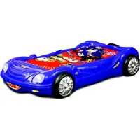 AEA Kinderzimmer Bett Kinderbett Auto Rennbett Design mit Licht Matratze Lattenrost
