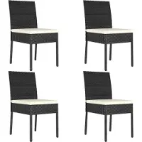 Syfax Garten-Essstühle 4 Stk. Poly Rattan Schwarz