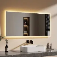 Emke Badspiegel mit Beleuchtung LED-Spiegel mit Wandschalter 120 x 60cm Warmweiß
