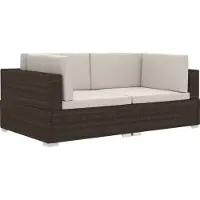 Syfax Ecksofas 2 Stk. mit Auflagen Poly Rattan Braun
