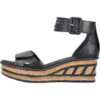 Rieker Damen Sandalen geschlossene Ferse Keilabsatz 68194, Größe:39 EU, Farbe:Schwarz