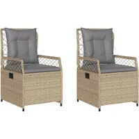 Syfax Gartensessel 2 Stk. Verstellbar Beige Poly Rattan