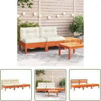 The Living Store Gartensofa mit Kissen und Hocker 2-Sitzer