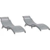 Syfax Sonnenliegen 2 Stk. Grau 184x55x64 cm Massivholz Akazie