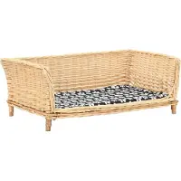 The Living Store Hundekorb mit Kissen 90x54x35 cm Natur Weide