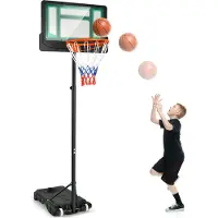 Costway Basketballständer 90/158-210 cm höhenverstellbar, Basketballkorb wetterbeständig mit Ständer & 2 Rädern, Korbanlage für Kinder, Jugendliche