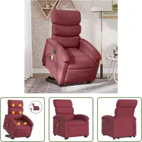 The Living Store Elektrischer Massagesessel mit Aufstehhilfe Weinrot Stoff