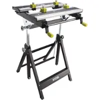Ryobi Werkbank, RWB03, Aluminium, Faltbar, Höhenverstellbar, 600 x 570 x 760 mm, Inkl. 4 Spannbacken & Schlüssel