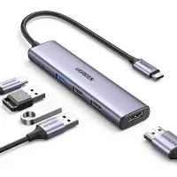 UGREEN 15495, Kabelgebunden, USB 3.2 Gen 1 (3.1 Gen 1) Type-C, 100 W, Grau, 5 Gbit/s, 4K Ultra HD
