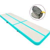 The Living Store Aufblasbare Gymnastikmatte mit Pumpe 600x100x20 cm PVC Grün