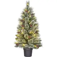 Black Box Trees Vandans Künstlicher Weihnachtsbaum mit Beleuchtung - Kunstbaum H90 x Ø48 cm - Tannenbaum im Topf - Christbaum für Innen - Grün