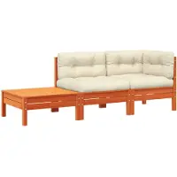 Syfax Gartensofa mit Kissen und Fußhocker Massivholz Kiefer