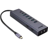 Lindy 43373, Kabelgebunden, USB 3.2 Gen 2 (3.1 Gen 2) Type-C, 100 W, 10,100,1000 Mbit/s, 10BASE-T, 100BASE-TX, 1000BASE-T, Grau