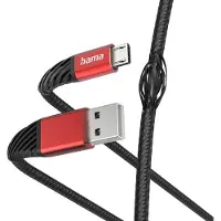 Hama Extreme, 1,5 m, USB A, Micro-USB B, USB 2.0, 0,48 Gbit/s, Schwarz, Rot