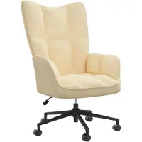 Syfax Relaxsessel dkd-home-decor Cremeweiß Samt 61,5 x 69 x (94,5-102) cm, 360 Grad drehbar, höhenverstellbar